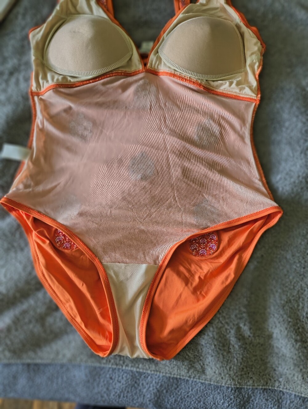 Sundance Pallua Embroidered One-Piece  Swimsuit Tangerine L Boho Beach Pool - Picture 7 of 14